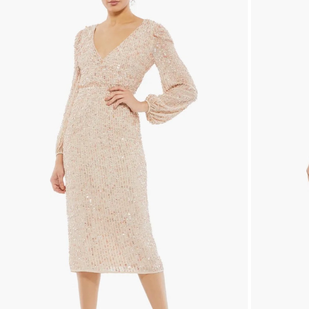 NWOT Mac Duggal sequin cocktail midi dress